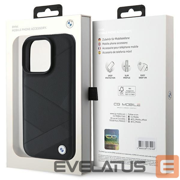 Muu telefoni lisavarustus BMW BMW Signature Leather Crossing Lines Pattern iPhone 16 Pro Case - Black