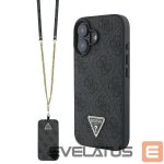 Muu telefoni lisavarustus Guess  Guess Leather Metal Logo Strass Crossbody Case for iPhone 16 - Black 