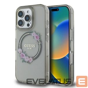 Muu telefoni lisavarustus Guess  Guess IML Flowers Wreath MagSafe Case for iPhone 16 Pro - Black 
