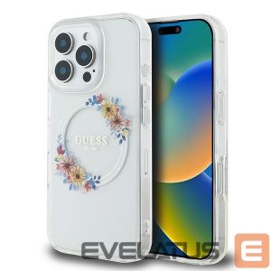 Muu telefoni lisavarustus Guess  Guess IML Flowers Wreath MagSafe Case for iPhone 16 Pro - Clear 