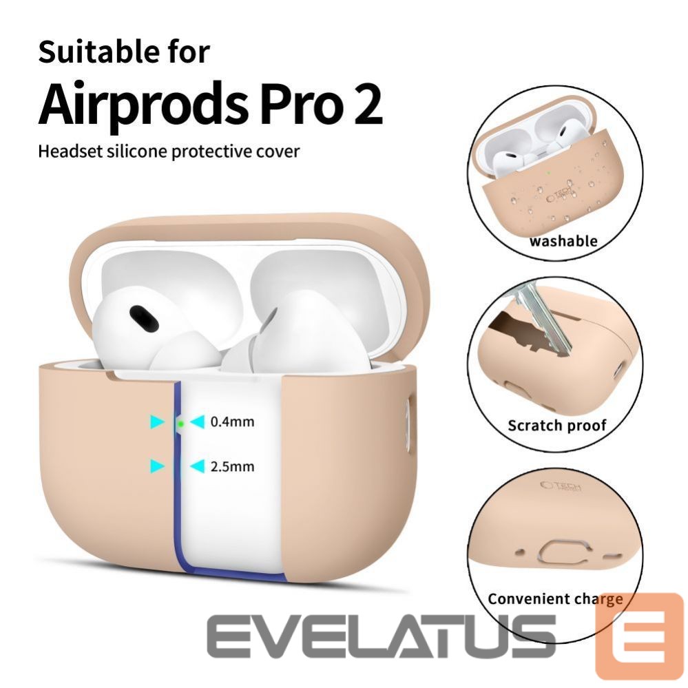 Muu telefoni lisavarustus Tech-Protect Tech-Protect Silicone Case for Apple AirPods Pro 1 / 2 - Beige