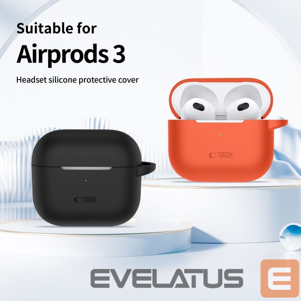 Korpus kõrvaklappidele Tech-Protect Apple AirPods 3 Silicone Hook Case Black