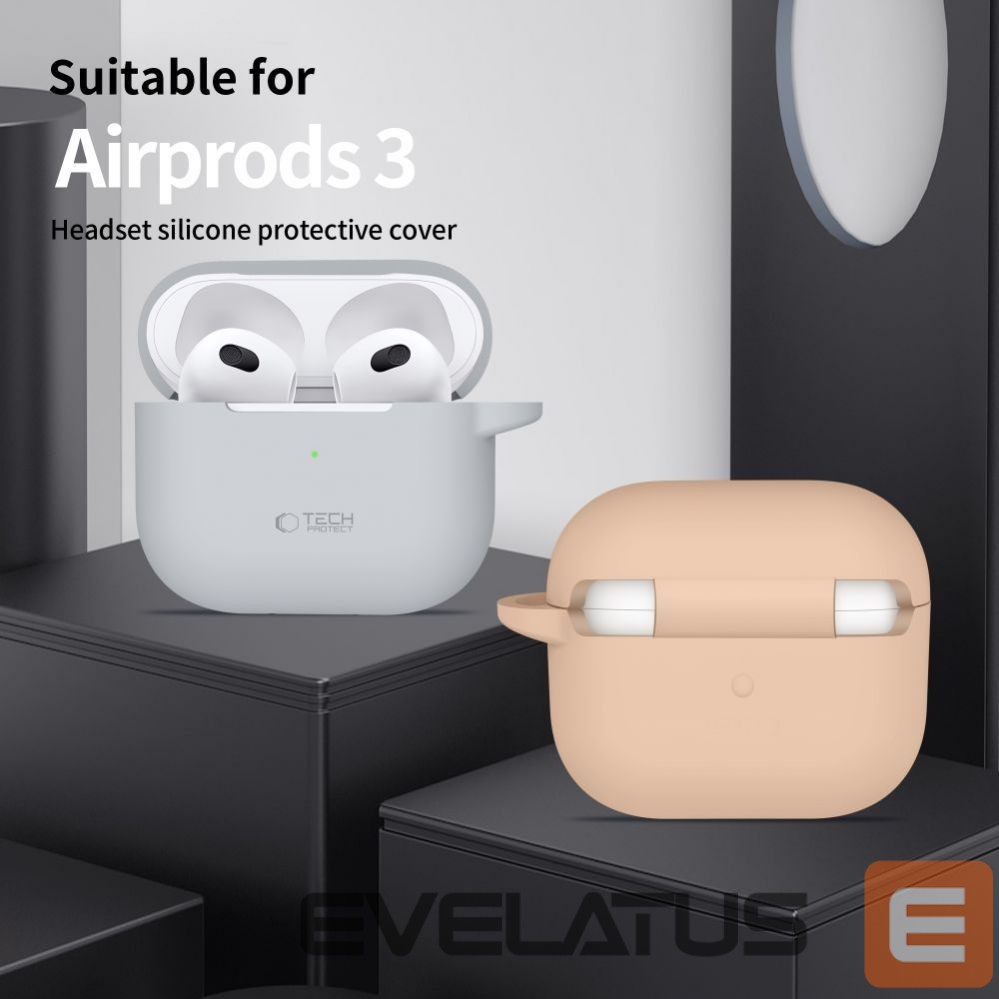 Korpus kõrvaklappidele Tech-Protect Apple AirPods 3 Silicone Hook Case Black