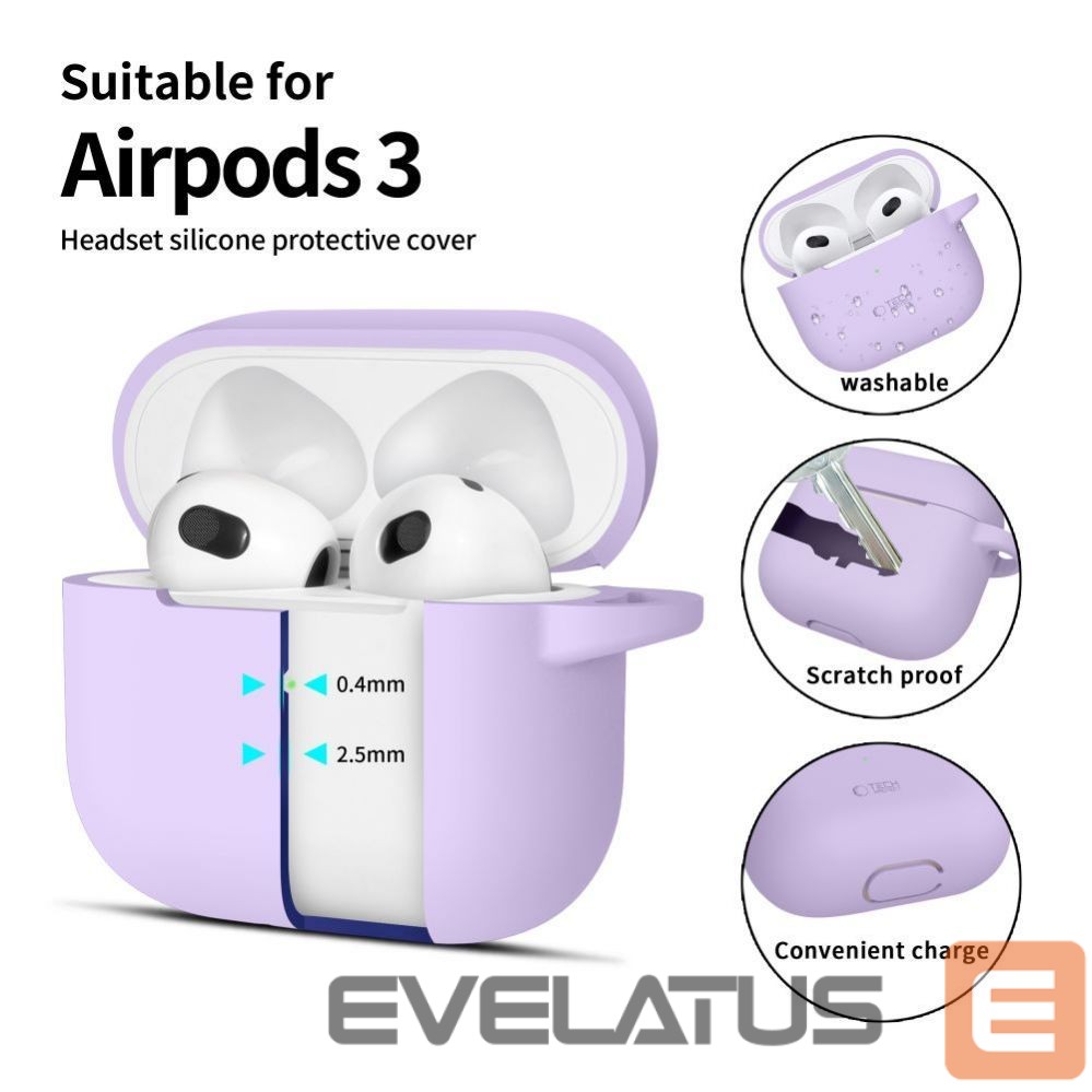 Muu telefoni lisavarustus Tech-Protect Tech-Protect Silicone Hook Case for Apple AirPods 3 - Purple