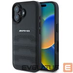 Muu telefoni lisavarustus Mercedes-Benz  AMG Leather Debossed Lines Black Logo iPhone 16 Case - Black 