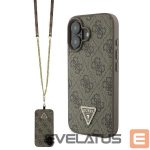 Muu telefoni lisavarustus Guess  Guess Leather Metal Logo Strass Crossbody Case for iPhone 16 - Brown 