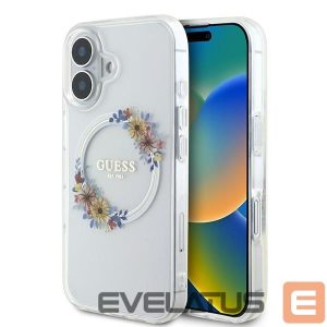 Muu telefoni lisavarustus Guess  Guess IML Flowers Wreath MagSafe iPhone 16 Plus Case - Clear 