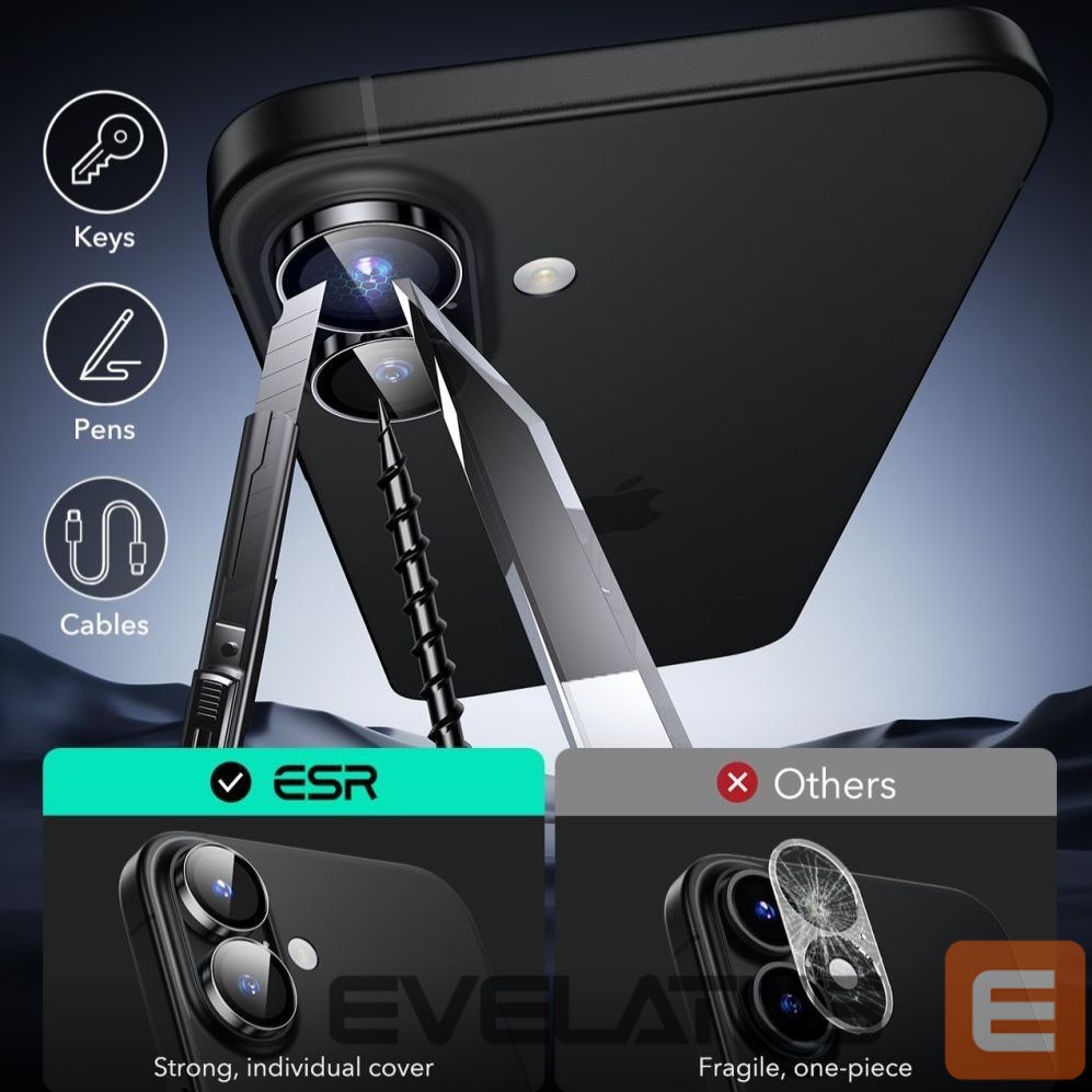 Muu telefoni lisavarustus ESR ESR Armorite Tempered Glass for iPhone 16 / 16 Plus Camera - Black
