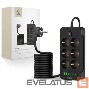 Muu telefoni lisavarustus Tech-Protect  Tech-Protect PC6X6 Power Strip 6 Sockets 240V + 3xUSB-A + 3xUSB-C 200cm - Black 