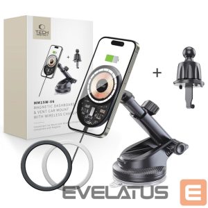 Muu telefoni lisavarustus Tech-Protect  Tech-Protect MM15W-V6 15W Car Charger Holder with MagSafe for Dashboard and Air Vent - Black 