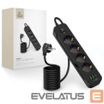 Muu telefoni lisavarustus Tech-Protect  Tech-Protect PCL4X3 Power Strip 4 Sockets 240V + 2xUSB-A + 1xUSB-C 200 cm - Black 