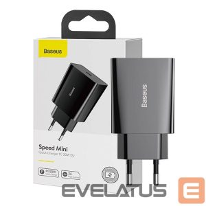 Adaptrid Baseus  Baseus Speed Mini Quick Charger, USB-C, PD, 3A, 20W (black) 
