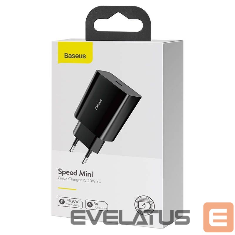 Adaptrid Baseus Baseus Speed Mini Quick Charger, USB-C, PD, 3A, 20W (black)