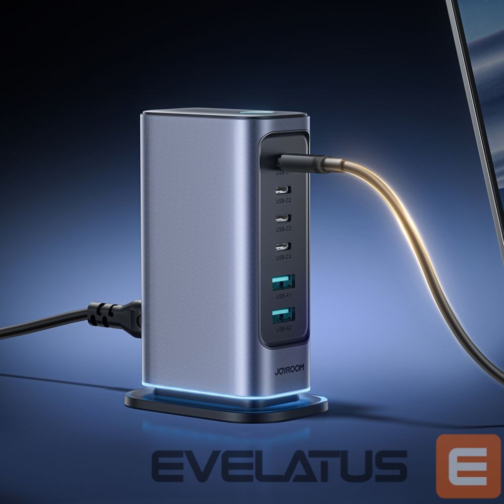 Kaabel Joyroom Joyroom JR-TCM02 Multiport GaN Charger 65W EU 4x USB-C 2x USB-A - Dark Gray