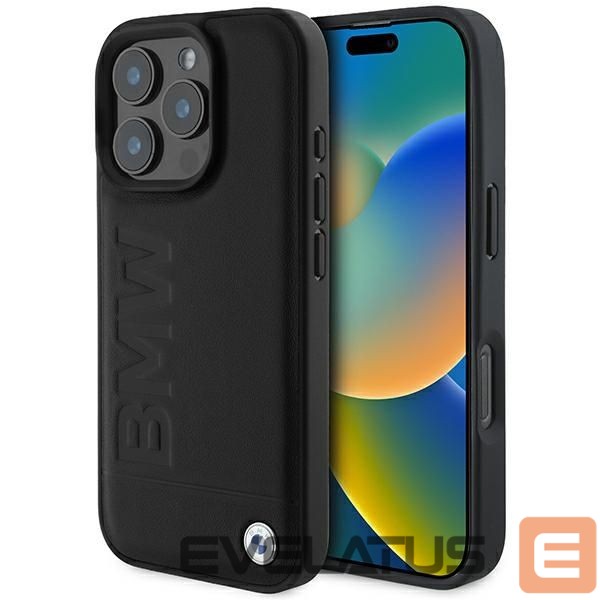 Muu telefoni lisavarustus BMW BMW Leather Hot Stamp MagSafe iPhone 16 Pro Case - Black