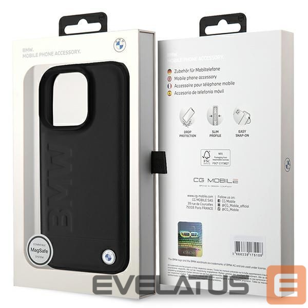 Muu telefoni lisavarustus BMW BMW Leather Hot Stamp MagSafe iPhone 16 Pro Case - Black