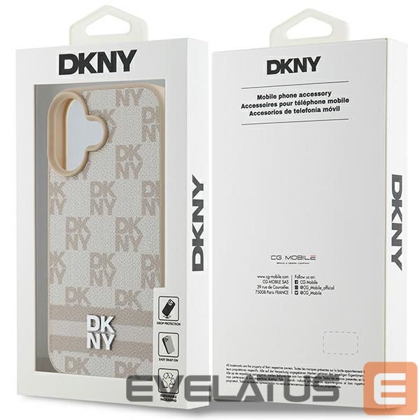 Muu telefoni lisavarustus DKNY DKNY Checkered Pattern & Printed Stripes iPhone 16 Case - Pink