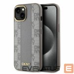 Muu telefoni lisavarustus DKNY  DKNY Leather Checkered Mono Pattern MagSafe iPhone 15 Case - Beige 