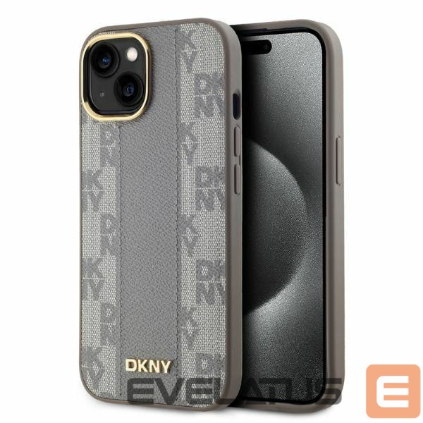 Muu telefoni lisavarustus DKNY DKNY Leather Checkered Mono Pattern MagSafe iPhone 15 Case - Beige