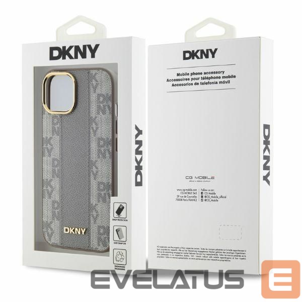 Muu telefoni lisavarustus DKNY DKNY Leather Checkered Mono Pattern MagSafe iPhone 15 Case - Beige