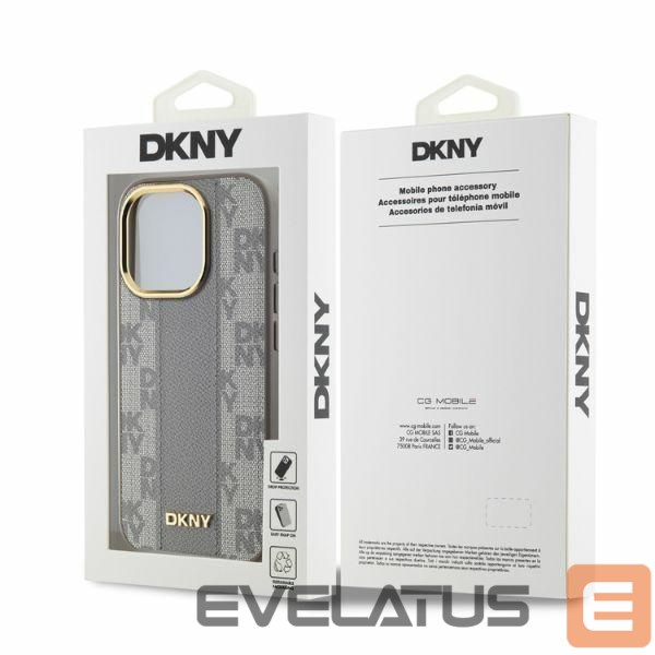 Muu telefoni lisavarustus DKNY DKNY Leather Checkered Mono Pattern MagSafe iPhone 15 Pro Max Case - Beige