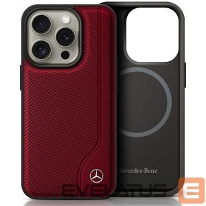 Muu telefoni lisavarustus Mercedes-Benz  Mercedes MB Wood Imitation Leather MagSafe iPhone 16 Pro Case - Red 