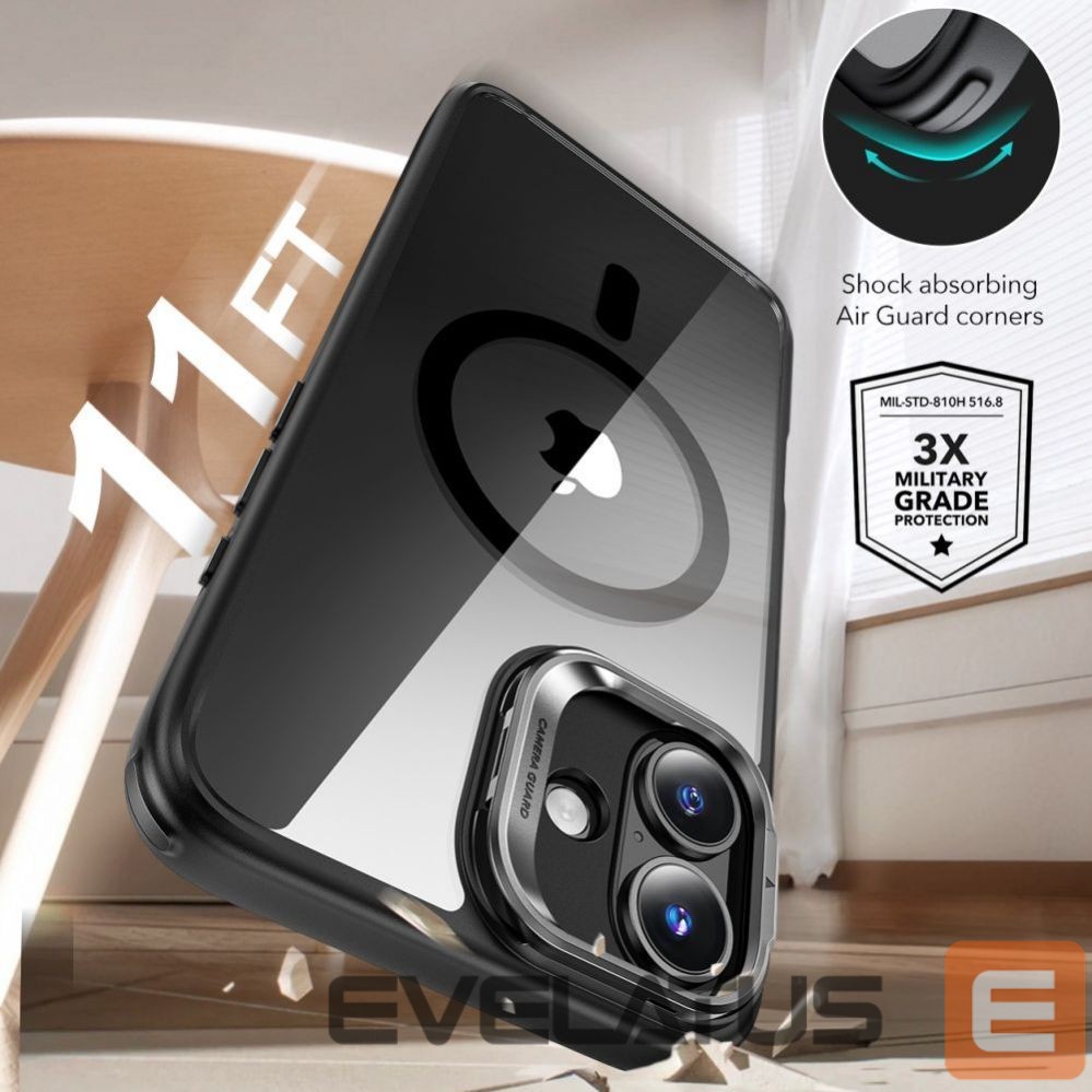 Muu telefoni lisavarustus ESR ESR Classic Hybrid Kickstand Halolock MagSafe Case Set + Tempered Glass for iPhone 16 - Black