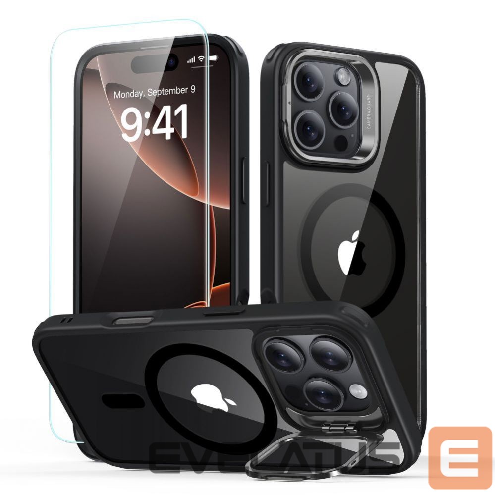 Muu telefoni lisavarustus ESR ESR Classic Hybrid Kickstand Halolock MagSafe Case Set + Tempered Glass for iPhone 16 Pro - Clear