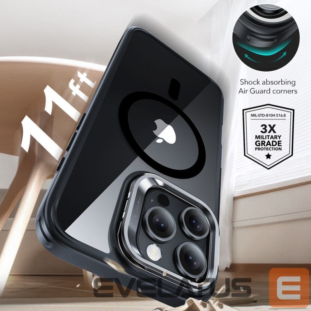 Muu telefoni lisavarustus ESR ESR Classic Hybrid Kickstand Halolock MagSafe Case Set + Tempered Glass for iPhone 16 Pro - Clear