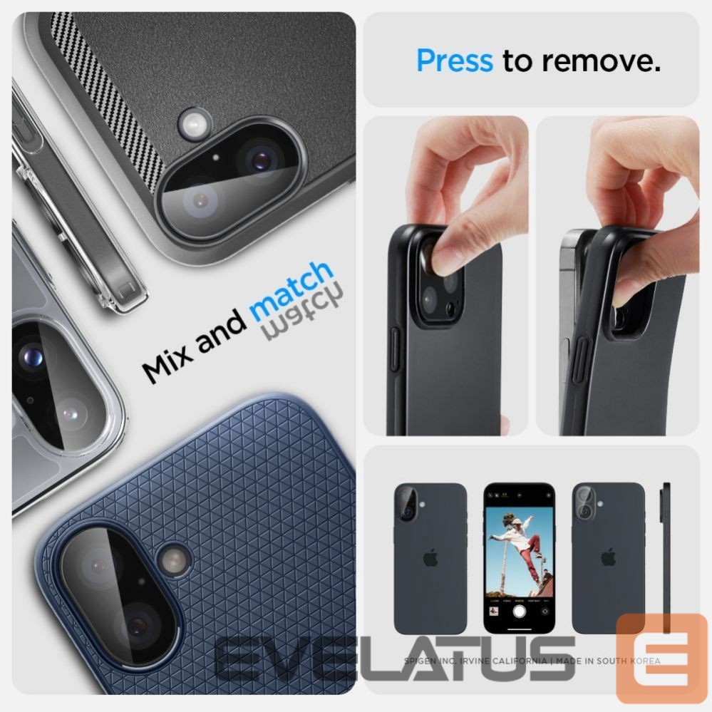 Muu telefoni lisavarustus Spigen Spigen Optik GLAS.TR Camera Protector 2-PACK for iPhone 16 / 16 PLUS - Black
