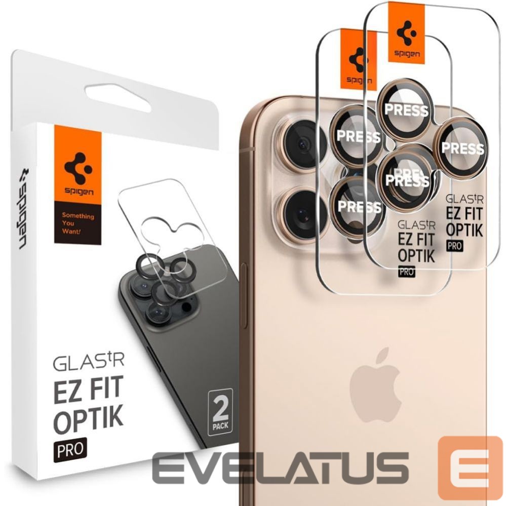 Muu telefoni lisavarustus Spigen Spigen Optik Pro GLAS.TR ”EZ FIT” Camera Protector 2-PACK for iPhone 16 Pro / Pro Max - Brown