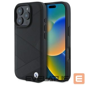 Muu telefoni lisavarustus BMW  BMW Sign Leather Crossing Lines Pattern iPhone 16 Pro Max Case - Black 
