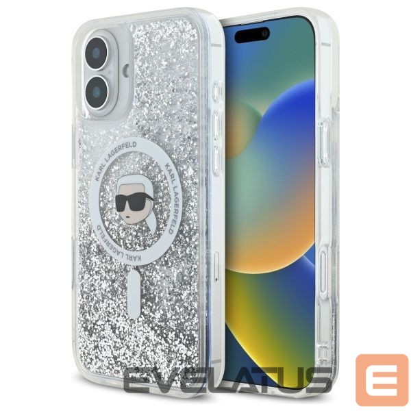 Muu telefoni lisavarustus Karl Lagerfeld Karl Lagerfeld Liquid Glitter Karl Head Magsafe iPhone 16 Case - Clear