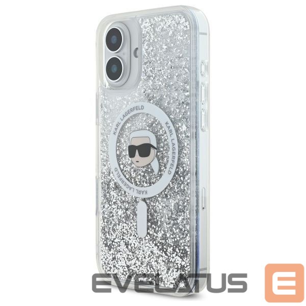 Muu telefoni lisavarustus Karl Lagerfeld Karl Lagerfeld Liquid Glitter Karl Head Magsafe iPhone 16 Case - Clear