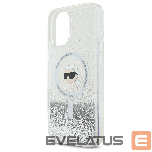 Muu telefoni lisavarustus Karl Lagerfeld Karl Lagerfeld Liquid Glitter Karl Head Magsafe iPhone 16 Case - Clear