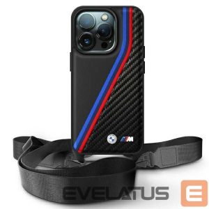 Muu telefoni lisavarustus BMW  BMW M Edition Carbon Tricolor Lines & Strap Case for iPhone 16 Pro Max - Black 