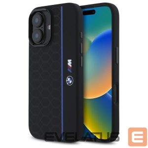 Muu telefoni lisavarustus BMW  BMW BMHMP16S23SHEB iPhone 16 6.1" black/black hardcase Silicone Hexagon Blue Line MagSafe 