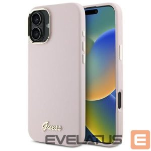 Muu telefoni lisavarustus Guess  Guess Silicone Script Metal Logo & Frame iPhone 16 Case - Pink 