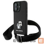Muu telefoni lisavarustus Karl Lagerfeld  Karl Lagerfeld Saffiano Karl&Choupette Metal Pin CBDY Strap iPhone 16 Case - Black 