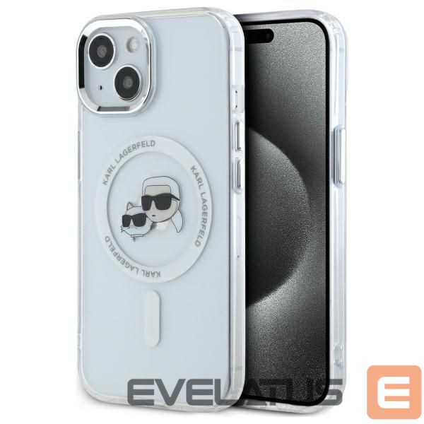 Muu telefoni lisavarustus Karl Lagerfeld Karl Lagerfeld KLHMP14SHLSKCH iPhone 14 6.1" white/white hardcase IML Metal Karl&Choupette Head MagSafe