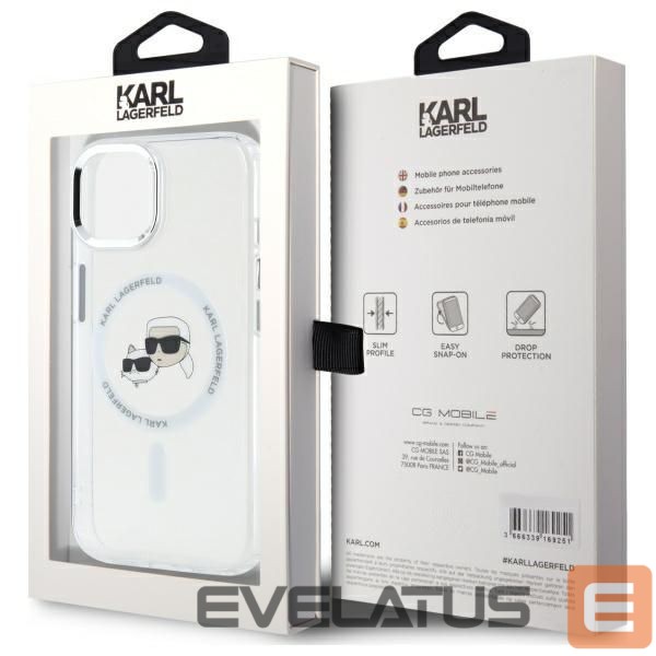 Muu telefoni lisavarustus Karl Lagerfeld Karl Lagerfeld KLHMP14SHLSKCH iPhone 14 6.1" white/white hardcase IML Metal Karl&Choupette Head MagSafe