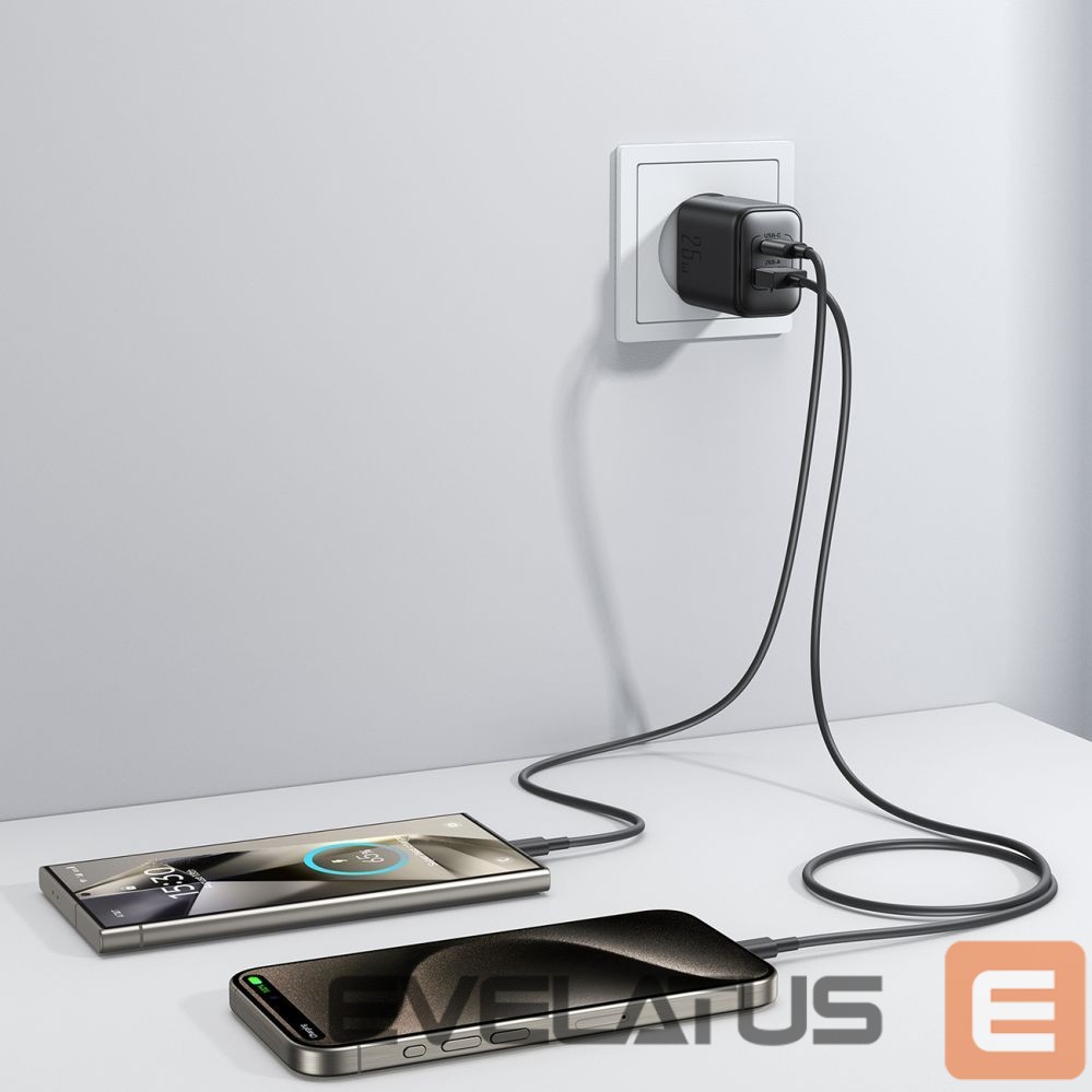 Adaptrid Joyroom Joyroom JR-TCF13 network charger USB-C / USB-A 25W SFC / PPS / PD - black