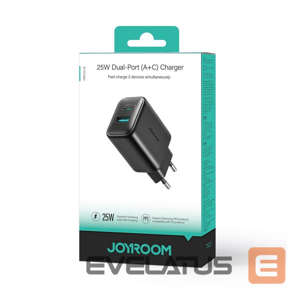 Adaptrid Joyroom Joyroom JR-TCF13 network charger USB-C / USB-A 25W SFC / PPS / PD - black