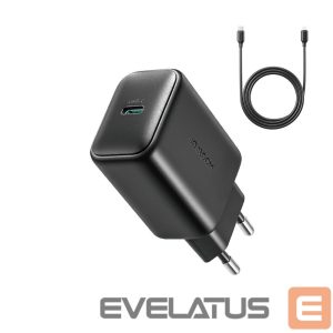 Adaptrid Joyroom  Joyroom JR-TCF23 network charger USB-C 25W SFC / PPS / PD - black + USB-C / USB-C cable 1m 