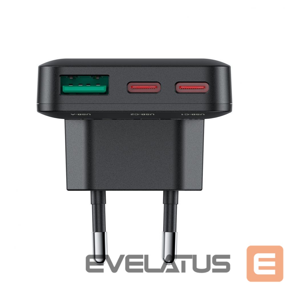 Adaptrid Acefast Acefast A100 65W GaN 2 USB-C+ USB-A Charger Ultra Slim - Black