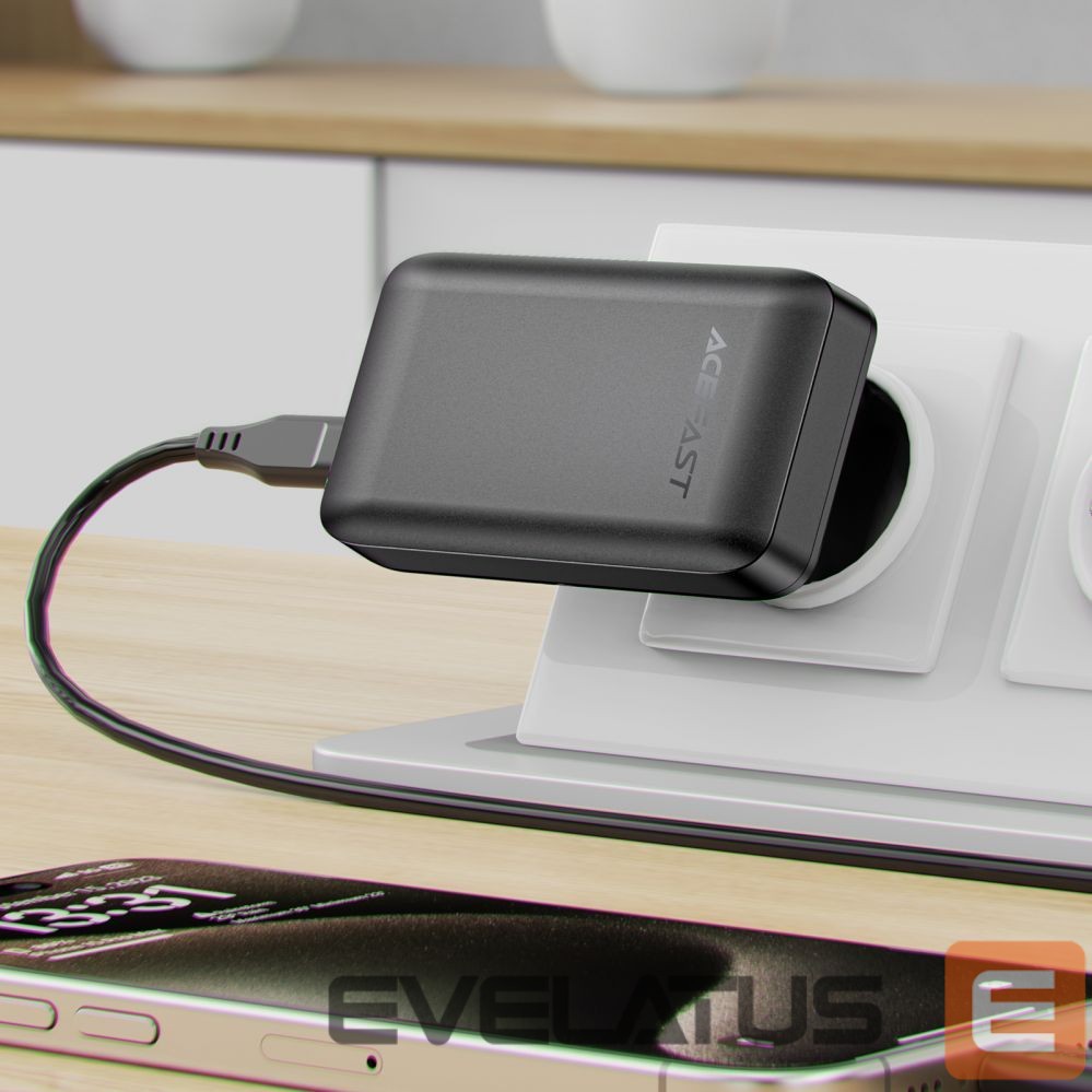 Adaptrid Acefast Acefast A100 65W GaN 2 USB-C+ USB-A Charger Ultra Slim - Black