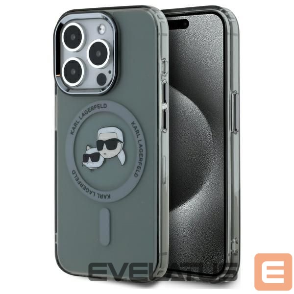 Muu telefoni lisavarustus Karl Lagerfeld Karl Lagerfeld KLHMP15LHLSKCK iPhone 15 Pro 6.1" black/black hardcase IML Metal Karl&Choupette Head MagSafe