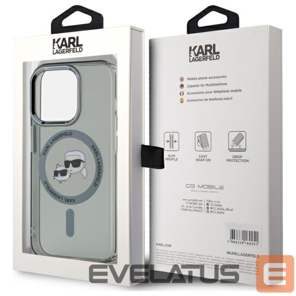 Muu telefoni lisavarustus Karl Lagerfeld Karl Lagerfeld KLHMP15LHLSKCK iPhone 15 Pro 6.1" black/black hardcase IML Metal Karl&Choupette Head MagSafe