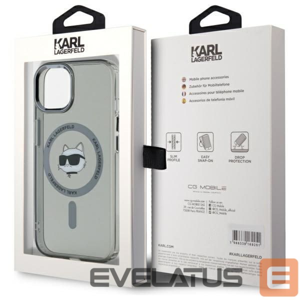 Muu telefoni lisavarustus Karl Lagerfeld Karl Lagerfeld KLHMP15SHLSCHK iPhone 15 6.1" black/black hardcase IML Metal Choupette Head MagSafe