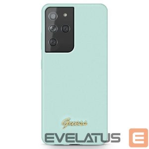 Tagakaaned Guess  Guess GUHCS21LLSLMGLB S21 Ultra G998 blue/blue hardcase Silicone Script Metal Logo 